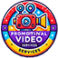 Video editing icon featuring a film strip, scissors, and play button, symbolizing video editing and production services.